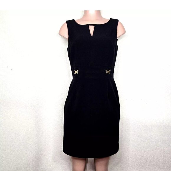 Tahari ASL Dresses & Skirts - Tahari ASL Black Sleeveless Dress Gold Accents Neckline Cutout